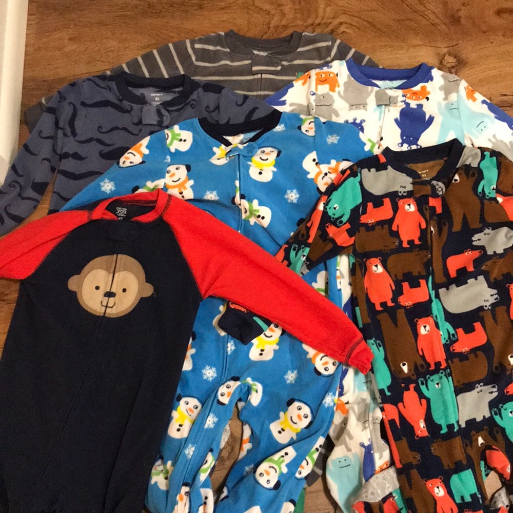 6- Carters zipper footed pajamas